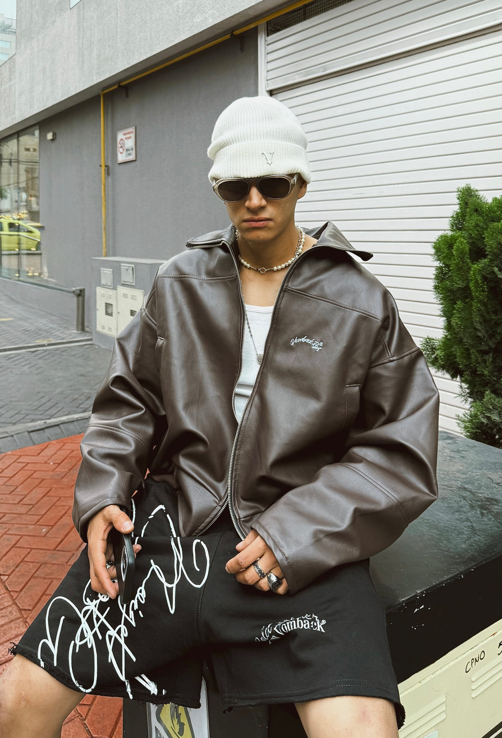 Jacket Bomber Leather Brown