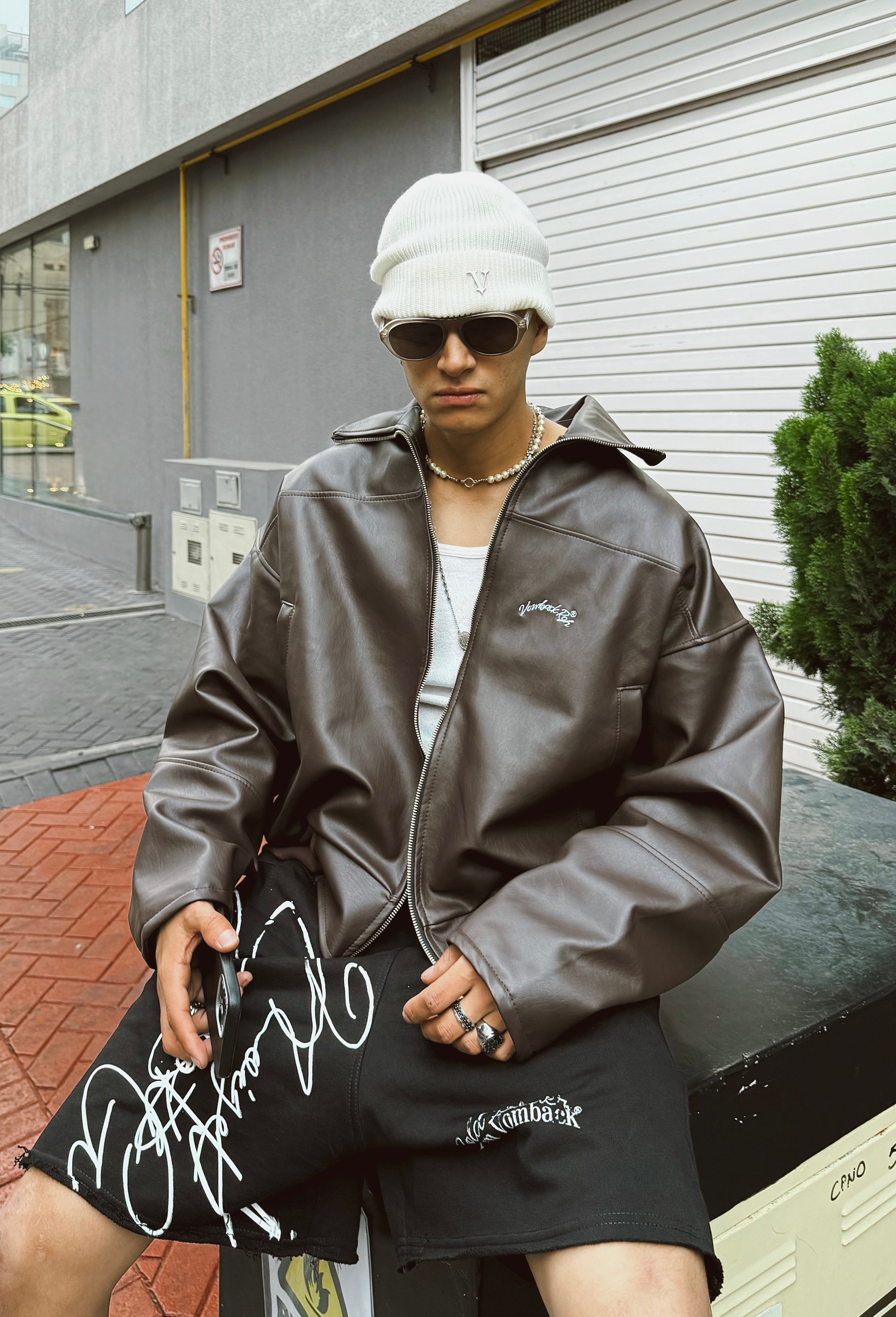 Jacket Bomber Leather Brown