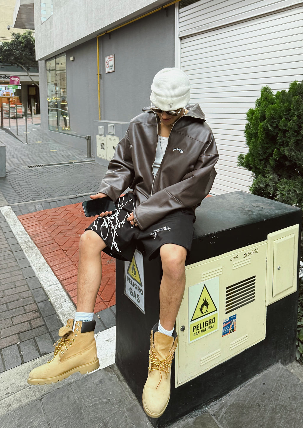 Jacket Bomber Leather Brown