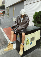 Jacket Bomber Leather Brown