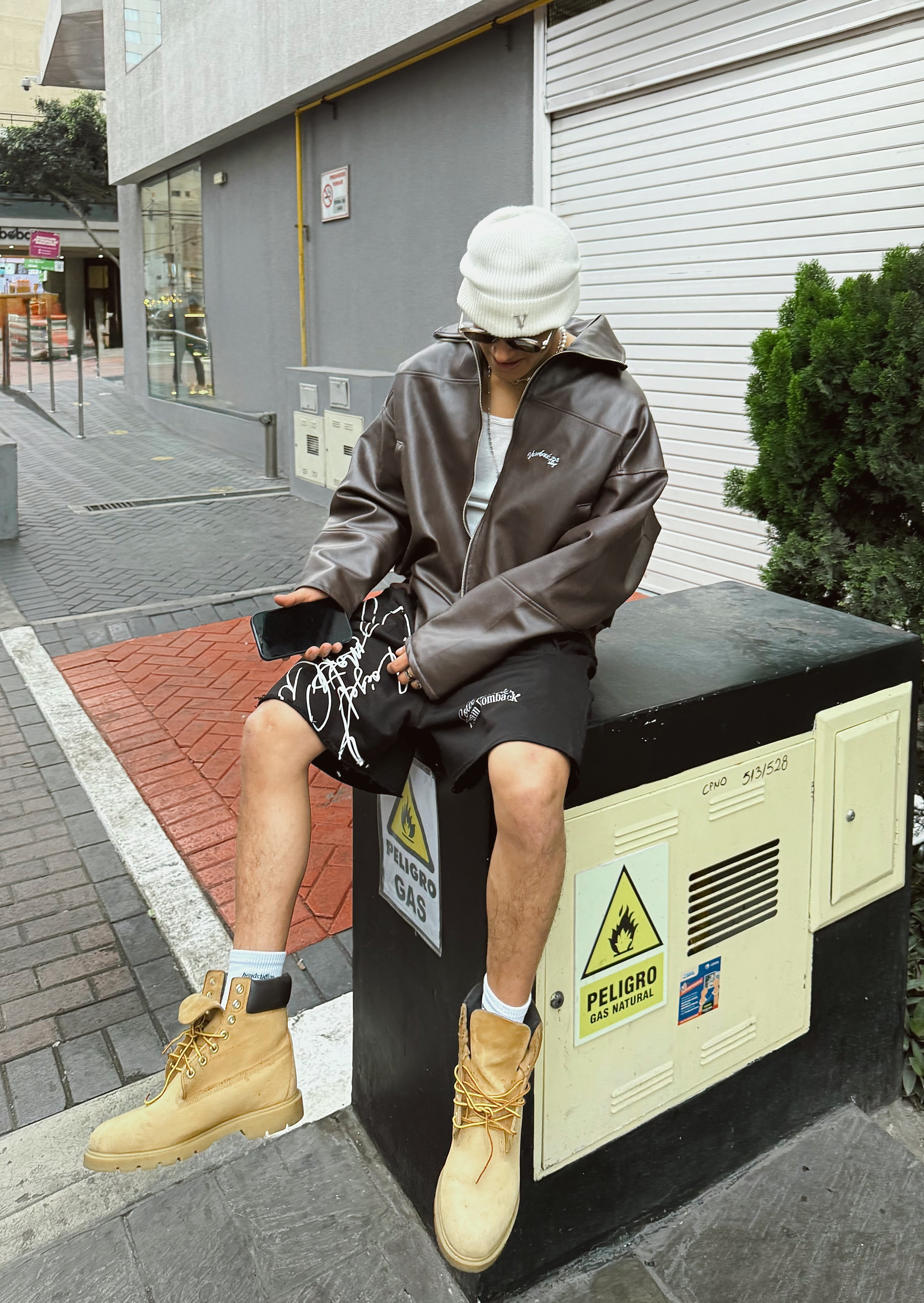 Jacket Bomber Leather Brown