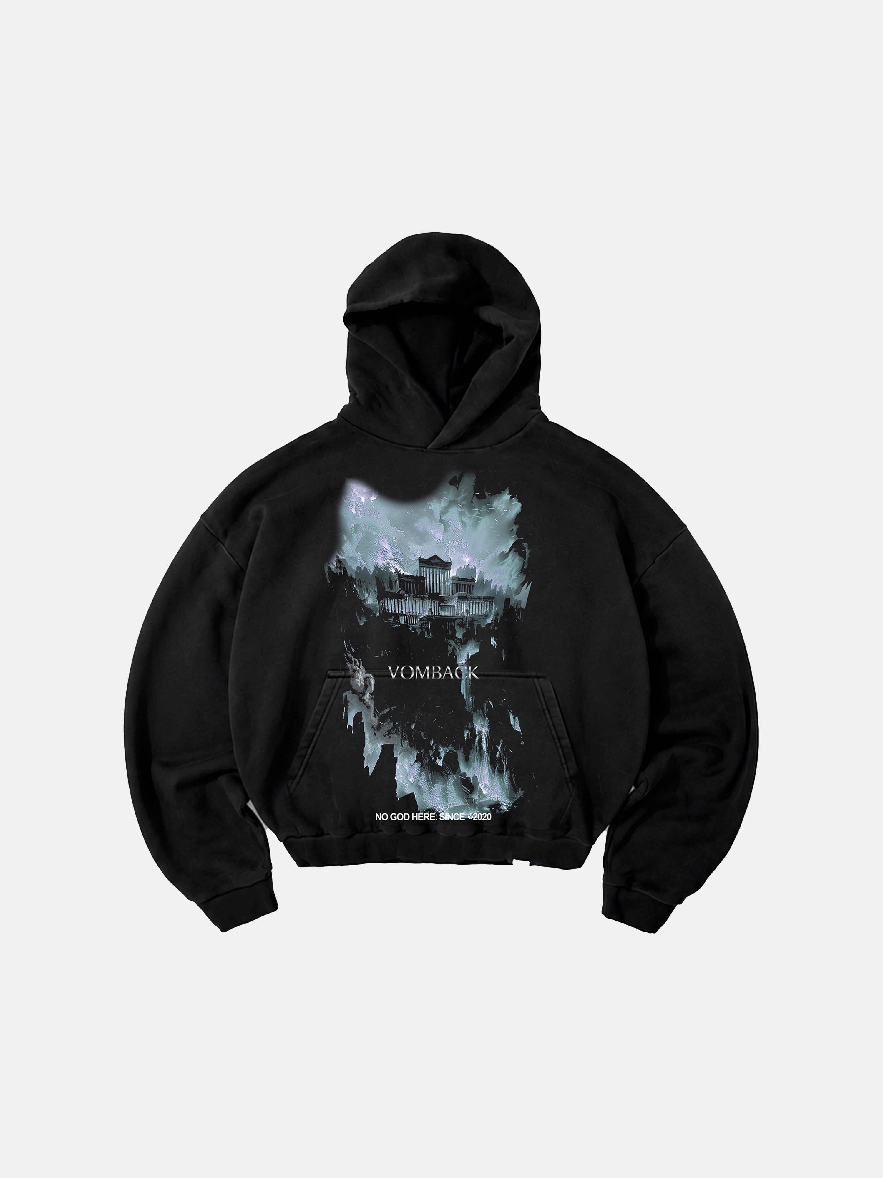 Hoodie Greek No God Reversible Black Wash